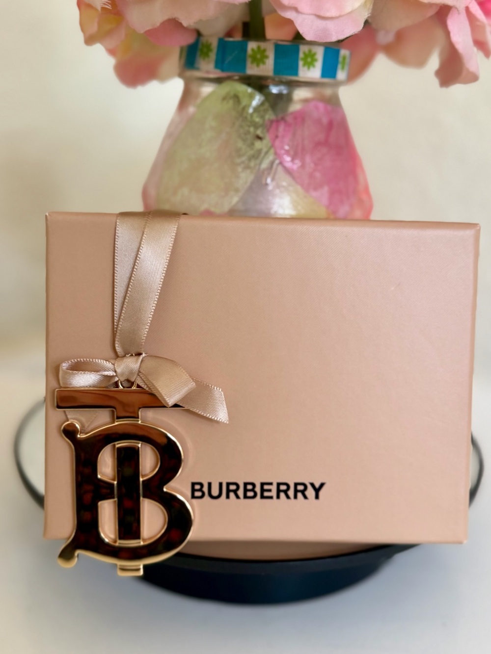 Burberry Gold TB Monogram Charm Ornament with Tortoiseshell Inlay
